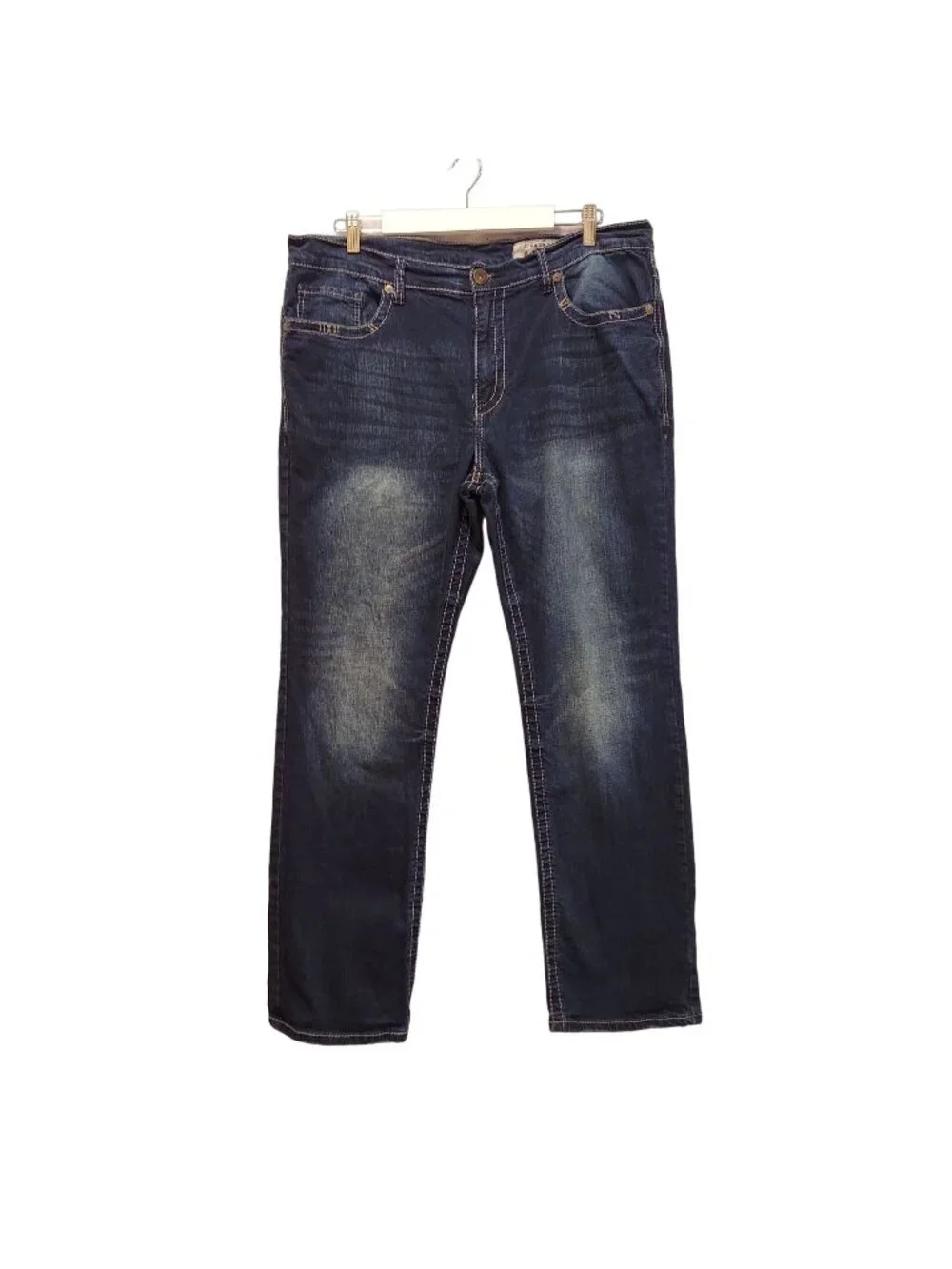 Faded Glory Jeans Men 38x32 straight leg dark wash embellished pocket dad work